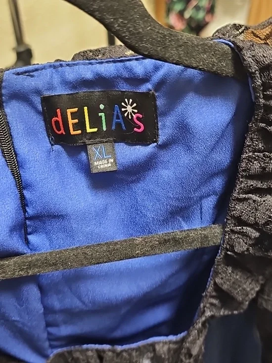 Nwot dELiA*s Navy Blue and Black Lace Costume Dress #69 - Picture 5 of 6